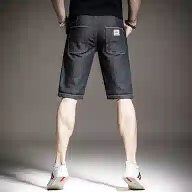 贵色 夏季 休闲宽松百搭时尚舒适五分中腰合身纯色拉链牛仔短裤 男女同款