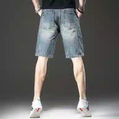 贵色 夏季 宽松潮流薄款穿搭五分裤休闲中裤复古乞丐破洞牛仔短裤 男女同款