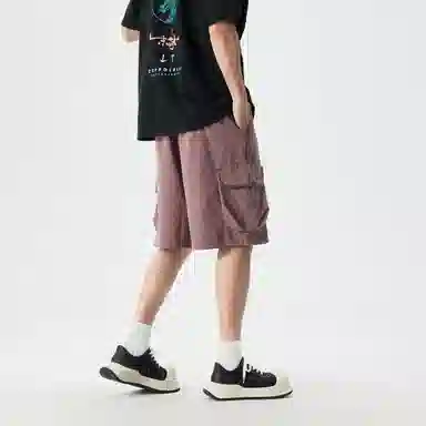 敦煌博物馆 美式复古纯棉重工做旧水洗大码多口袋机能风宽松透气工装休闲短裤 男女同款