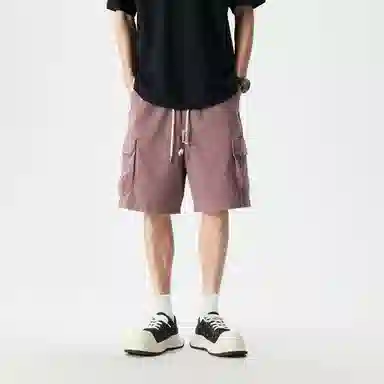 敦煌博物馆 美式复古纯棉重工做旧水洗大码多口袋机能风宽松透气工装休闲短裤 男女同款