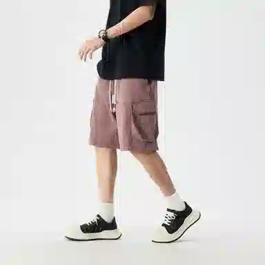 敦煌博物馆 美式复古纯棉重工做旧水洗大码多口袋机能风宽松透气工装休闲短裤 男女同款