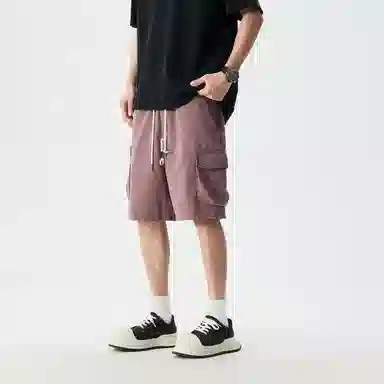 敦煌博物馆 美式复古纯棉重工做旧水洗大码多口袋机能风宽松透气工装休闲短裤 男女同款