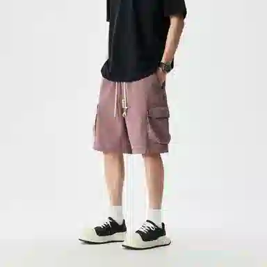 敦煌博物馆 美式复古纯棉重工做旧水洗大码多口袋机能风宽松透气工装休闲短裤 男女同款