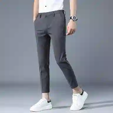 羽浅 简约垂感休闲舒适时尚中腰适中修身拉链九分西装裤 男女同款