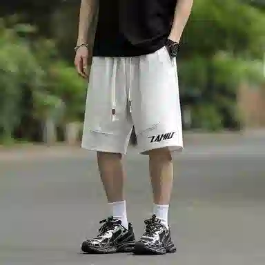 兰缪 美式基础款日常通勤舒适亲肤宽松休闲短裤 男女同款