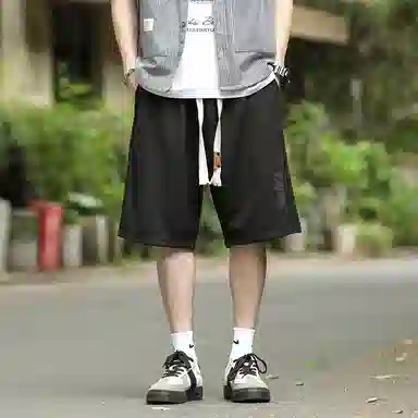 兰缪 日系纯色基础款日常通勤舒适亲肤柔软美式复古百搭户外宽松运动休闲短裤 男女同款