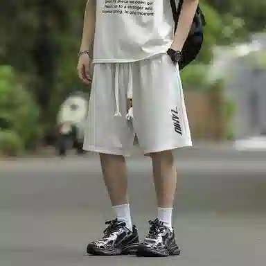 兰缪 日系纯色基础款日常通勤舒适亲肤柔软美式复古百搭户外宽松运动休闲短裤 男女同款