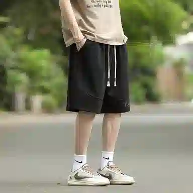 兰缪 美式基础款日常通勤舒适亲肤宽松休闲短裤 男女同款