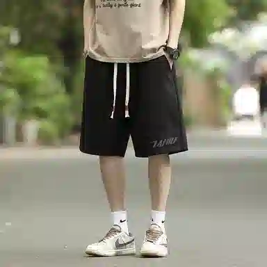 兰缪 美式基础款日常通勤舒适亲肤宽松休闲短裤 男女同款