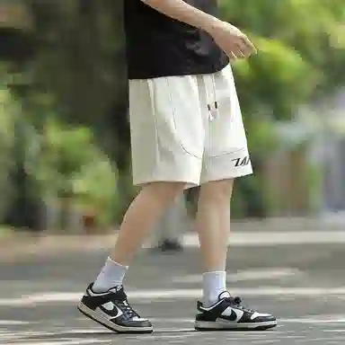 兰缪 美式基础款日常通勤舒适亲肤宽松休闲短裤 男女同款