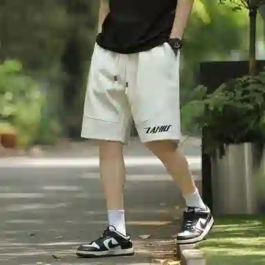 兰缪 美式基础款日常通勤舒适亲肤宽松休闲短裤 男女同款