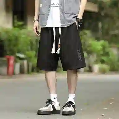 兰缪 日系纯色基础款日常通勤舒适亲肤柔软美式复古百搭户外宽松运动休闲短裤 男女同款