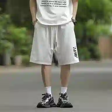 兰缪 日系纯色基础款日常通勤舒适亲肤柔软美式复古百搭户外宽松运动休闲短裤 男女同款