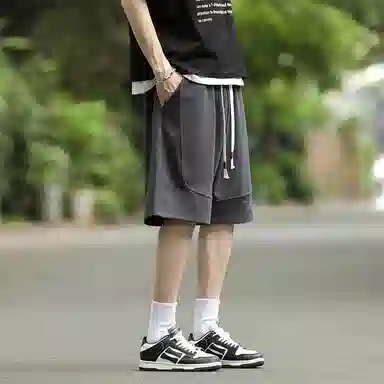 兰缪 美式基础款日常通勤舒适亲肤宽松休闲短裤 男女同款