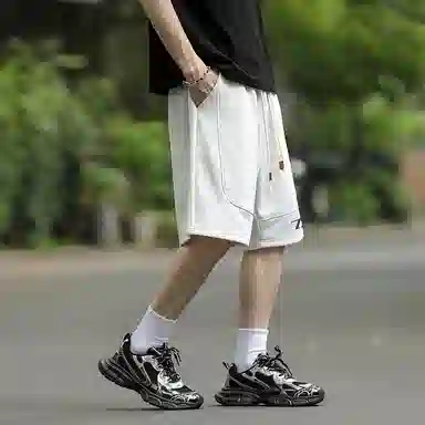 兰缪 美式基础款日常通勤舒适亲肤宽松休闲短裤 男女同款