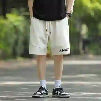 兰缪 美式基础款日常通勤舒适亲肤宽松休闲短裤 男女同款