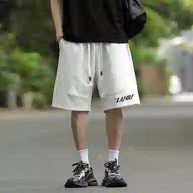 兰缪 美式基础款日常通勤舒适亲肤宽松休闲短裤 男女同款