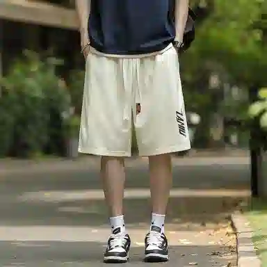 兰缪 日系纯色基础款日常通勤舒适亲肤柔软美式复古百搭户外宽松运动休闲短裤 男女同款