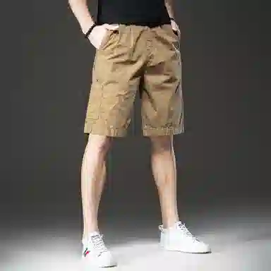 贵色 休闲日常通勤美式潮牌百搭经典中腰宽松适中纯色拉链五分工装短裤 男女同款