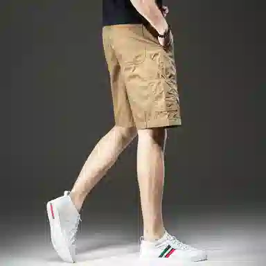 贵色 休闲日常通勤美式潮牌百搭经典中腰宽松适中纯色拉链五分工装短裤 男女同款