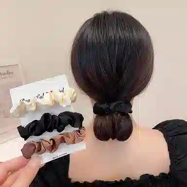 丹琴 法式高级感缎面优雅低马尾头绳高弹力皮筋发饰 布艺 发圈 女款