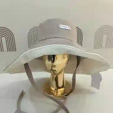 冠辉 夏季法式飘带户外休闲登山显脸小遮阳防紫外线双面遮阳渔夫帽日系休闲简约时尚加宽大帽檐 聚脂钎维 防晒帽 男女同款情侣款