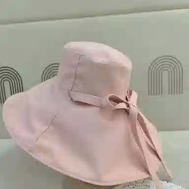 冠辉 夏季法式飘带户外休闲登山显脸小遮阳防紫外线双面遮阳渔夫帽日系休闲简约时尚加宽大帽檐 聚脂钎维 防晒帽 男女同款情侣款