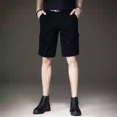 贵色 休闲百搭潮牌简约五分裤直筒薄款宽松弹力工装短裤 男女同款