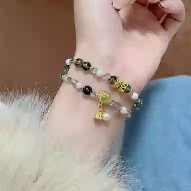 【禁止焦绿】 指尖瑰宝 守护健康招财纳福拒绝焦虑情绪稳定财源滚滚招财进宝万事如意好运顺利平安喜乐#好运天然 绿发晶 手串 女款