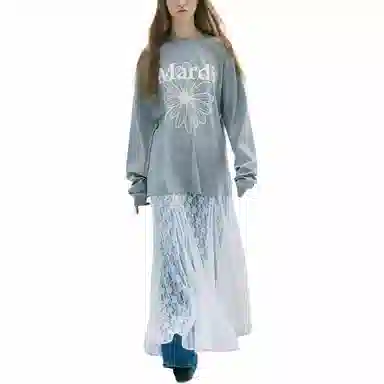 MARDI MERCREDI SS25 UNISEX TSHIRT LONG SLEEVE FLOWERMARDI_GREY IVORY T