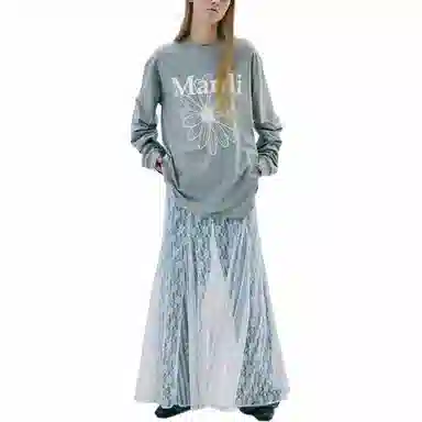 MARDI MERCREDI SS25 UNISEX TSHIRT LONG SLEEVE FLOWERMARDI_GREY IVORY T