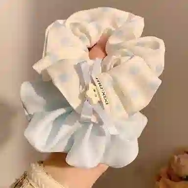 丹琴 小清新慵懒风甜美波点大肠扎发低马尾高级感简约 布艺 发圈 女款