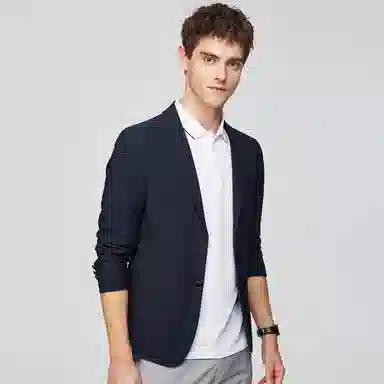 红豆 轻薄透气肌理感弹力商务西装 男款 蓝色