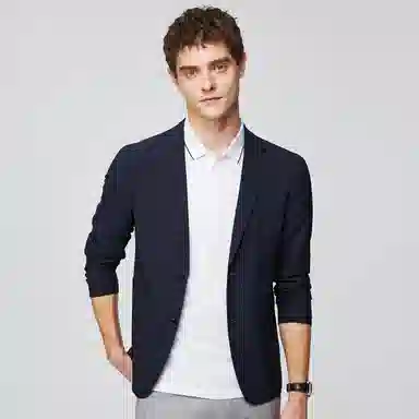 红豆 轻薄透气肌理感弹力商务西装 男款 蓝色