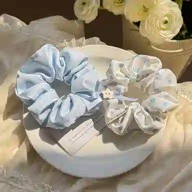 丹琴 小清新慵懒风甜美波点大肠扎发低马尾高级感简约 布艺 发圈 女款