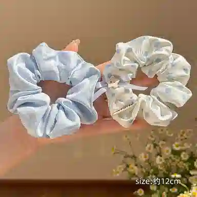 丹琴 小清新慵懒风甜美波点大肠扎发低马尾高级感简约 布艺 发圈 女款