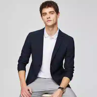 红豆 轻薄透气肌理感弹力商务西装 男款 蓝色