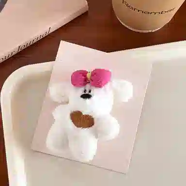 蒙妮 可爱蝴蝶结小熊 毛绒 发夹 男女同款情侣款