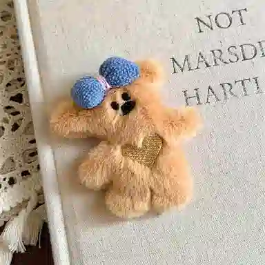 蒙妮 可爱蝴蝶结小熊 毛绒 发夹 男女同款情侣款