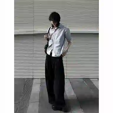 黑马漫画 高级感痞帅情侣款潮牌潮流短袖衬衫 男女同款 条纹