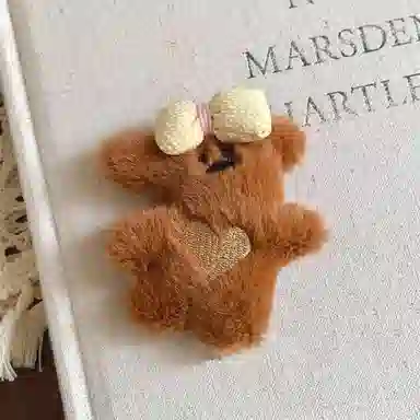 蒙妮 可爱蝴蝶结小熊 毛绒 发夹 男女同款情侣款