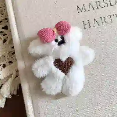 蒙妮 可爱蝴蝶结小熊 毛绒 发夹 男女同款情侣款