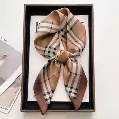 优幽兰 轻奢风高级感格子格纹方巾时尚百搭复古洋气小领巾搭配衬衫职业护颈饰围脖子空姐薄围巾显气质 丝巾 女款