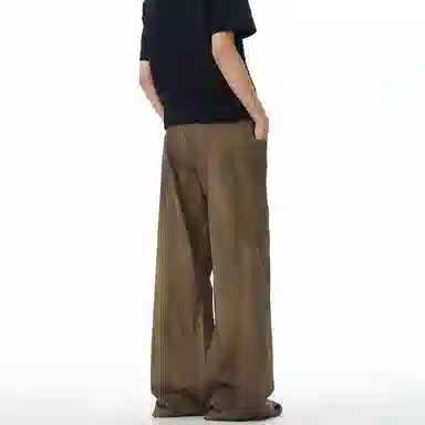 王者荣耀 标语款 美式复古水洗做旧脏脏裤大口袋金属夹标装饰宽松百搭舒适垂感休闲废土风潮牌牛仔裤 男女同款 棕色