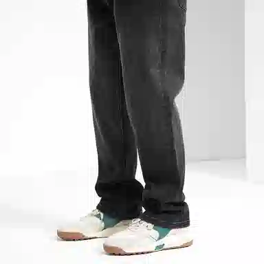 海尔斯 美式高街时尚潮牌舒适百搭重工做旧弹力宽松直筒牛仔裤 男款 黑灰色