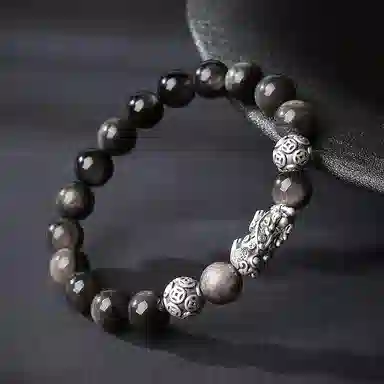 【来财貔貅】 印象眸 新中式多财多福诸事顺遂吞金兽国潮素圈转运珠时尚高级感日常通勤风瑞兽手饰 #好运 黑曜石 手串 男款