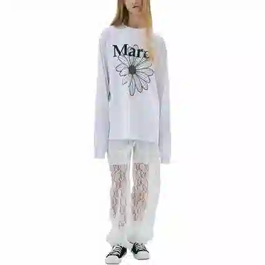 MARDI MERCREDI SS25 UNISEX TSHIRT LONG SLEEVE FLOWERMARDI_WHITE BLACK T