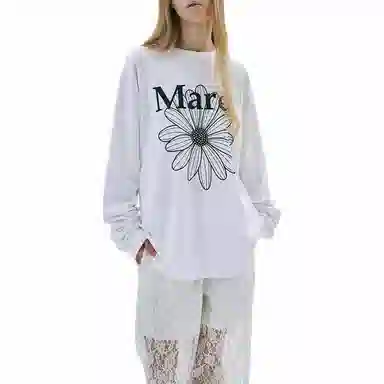 MARDI MERCREDI SS25 UNISEX TSHIRT LONG SLEEVE FLOWERMARDI_WHITE BLACK T