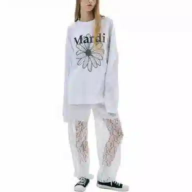 MARDI MERCREDI SS25 UNISEX TSHIRT LONG SLEEVE FLOWERMARDI_WHITE BLACK T