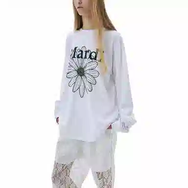 MARDI MERCREDI SS25 UNISEX TSHIRT LONG SLEEVE FLOWERMARDI_WHITE BLACK T